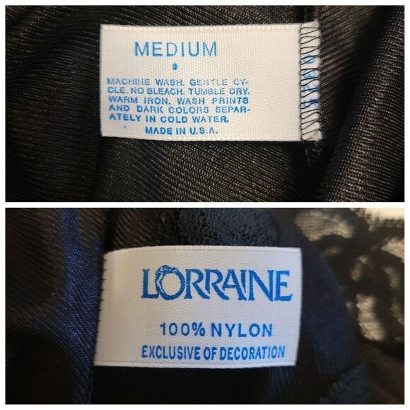 Lorraine Vintage Maxi Length Black Slip Dress Nightgown and Peignoir Robe Lace - Picture 13 of 16